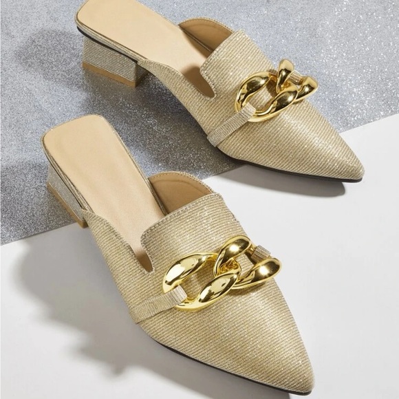 Brand New Chain Decor Chunky Mules - Picture 1 of 3